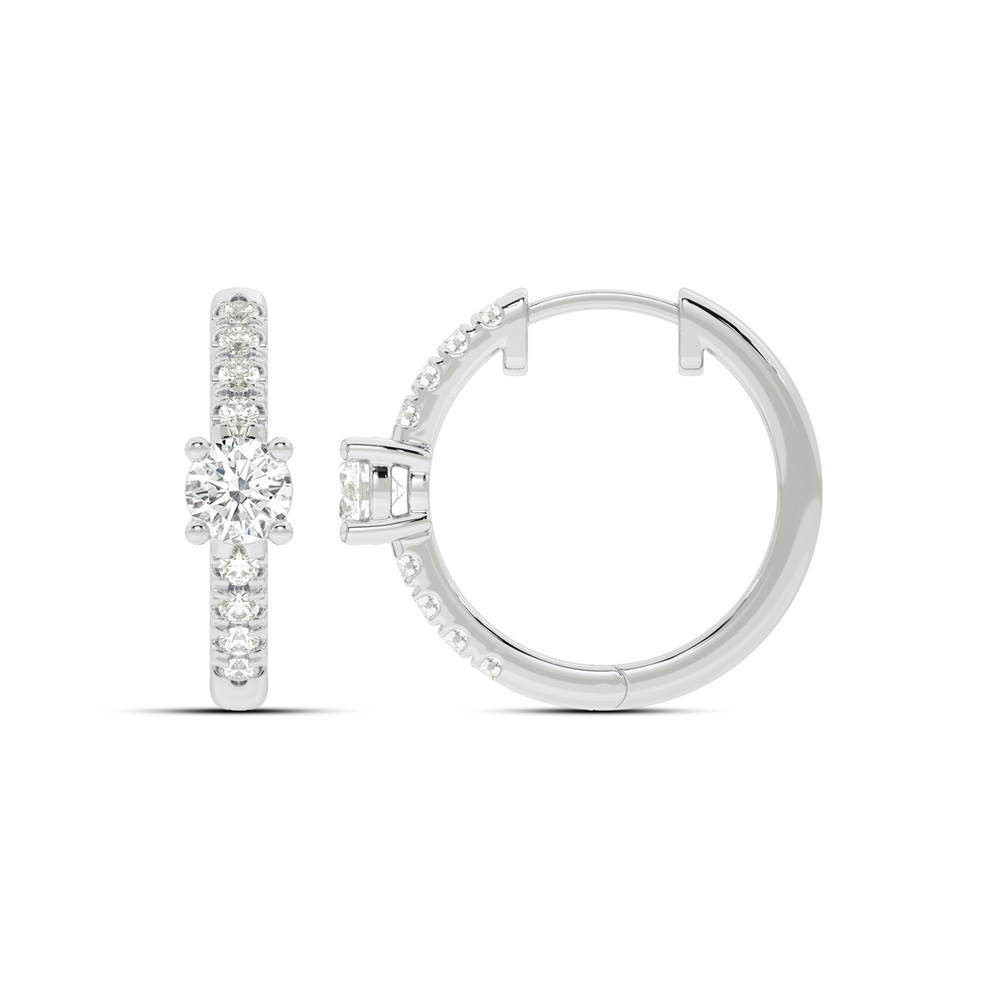 Celestial Star Lab Grown Diamond Huggie Earrings | 14K White Gold 3/4 ct.tw.