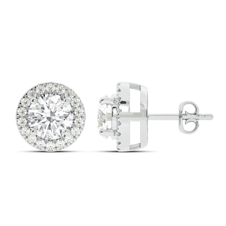 Lab Grown Customizable Halo Diamond Earring