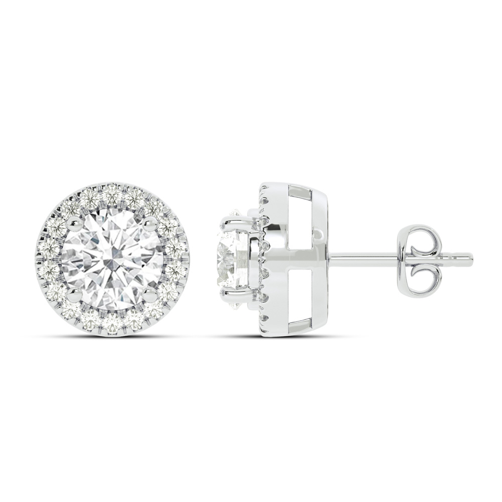 Opulent Lab Grown Round Halo Diamond Earrings | 14K White Gold 4 3/4 ct.tw.