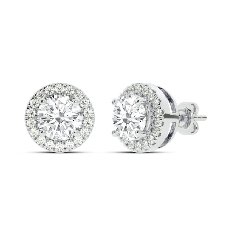 Lab Grown Customizable Halo Diamond Earring