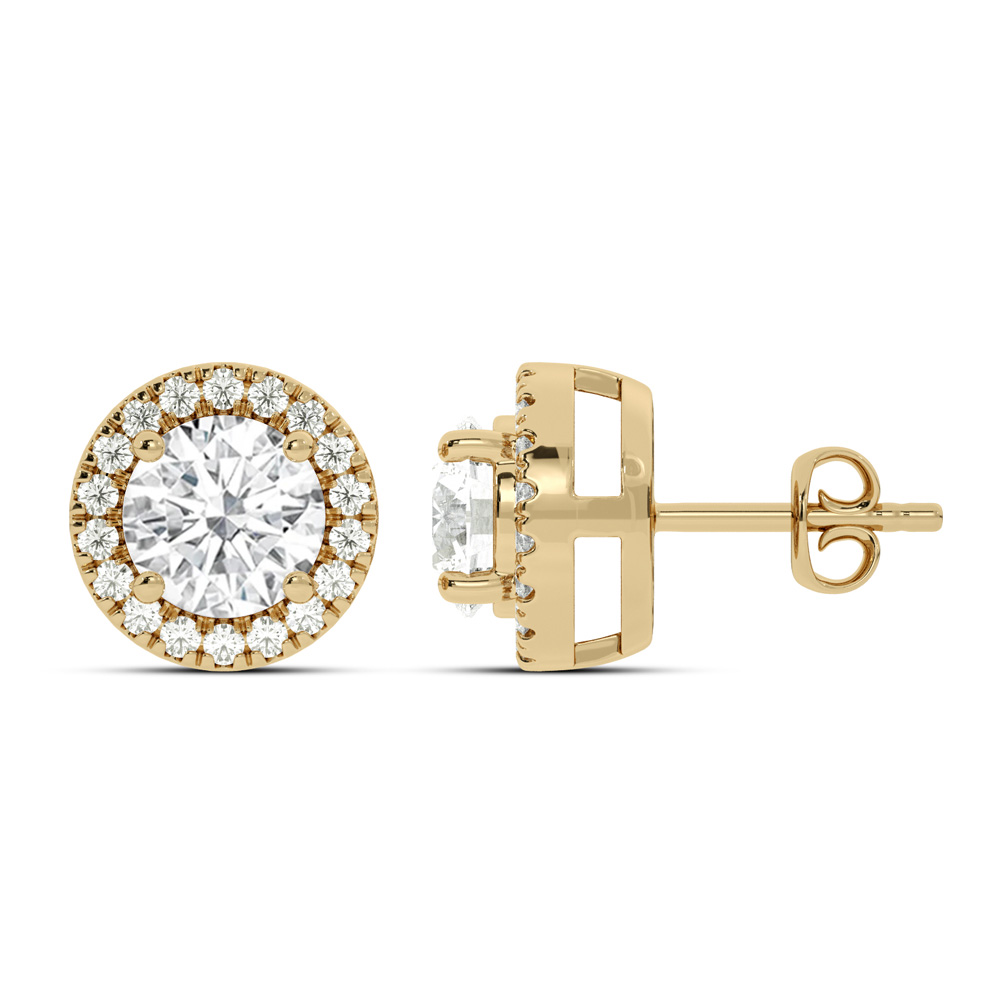 Opulent Lab Grown Round Halo Diamond Earrings | 14K Yellow Gold 4 3/4 ct.tw.