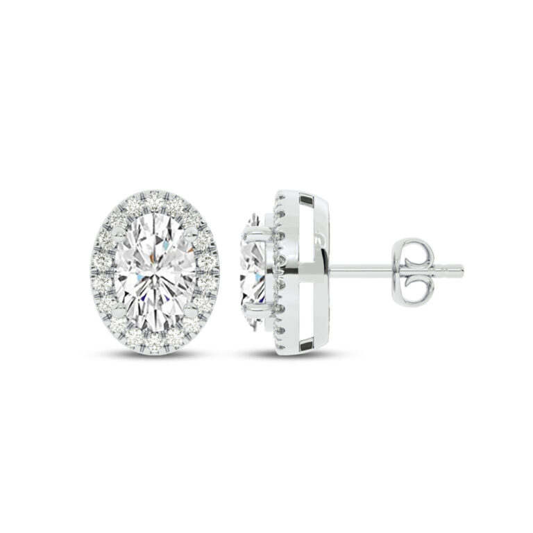 Lab Grown Customizable Halo Diamond Earring