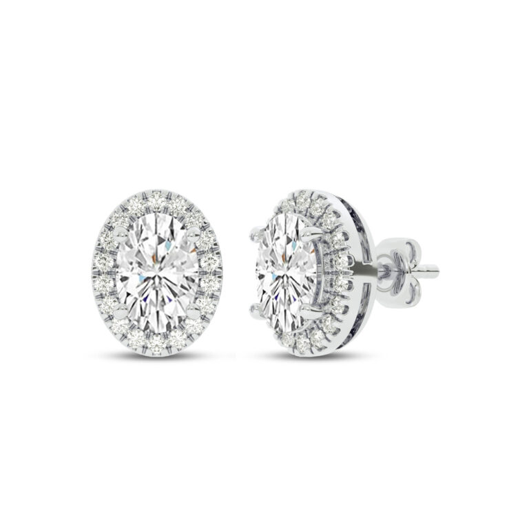Lab Grown Customizable Halo Diamond Earring