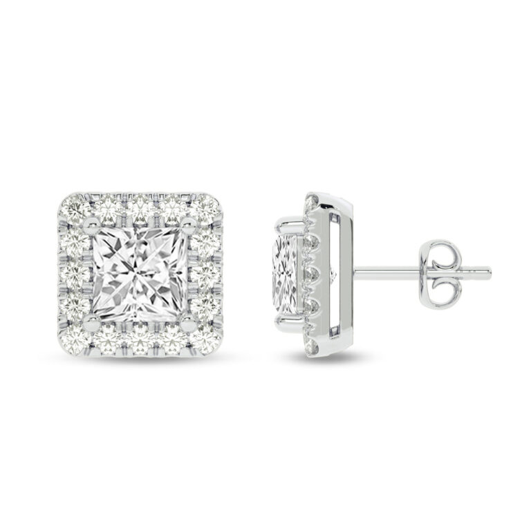 Lab Grown Customizable Halo Diamond Earring