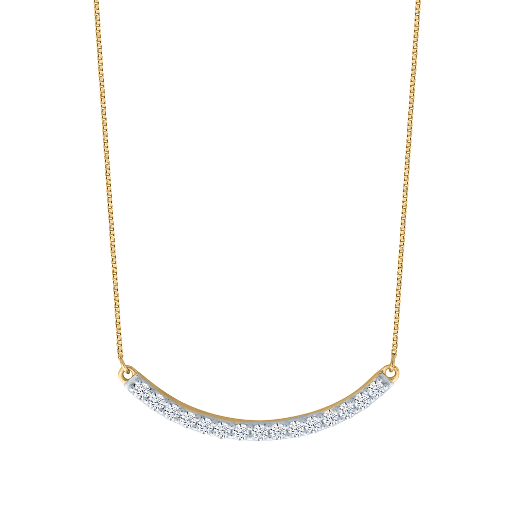Lab Grown Curved Diamond Bar Necklace | Yellow Gold 1/3 ct.tw.