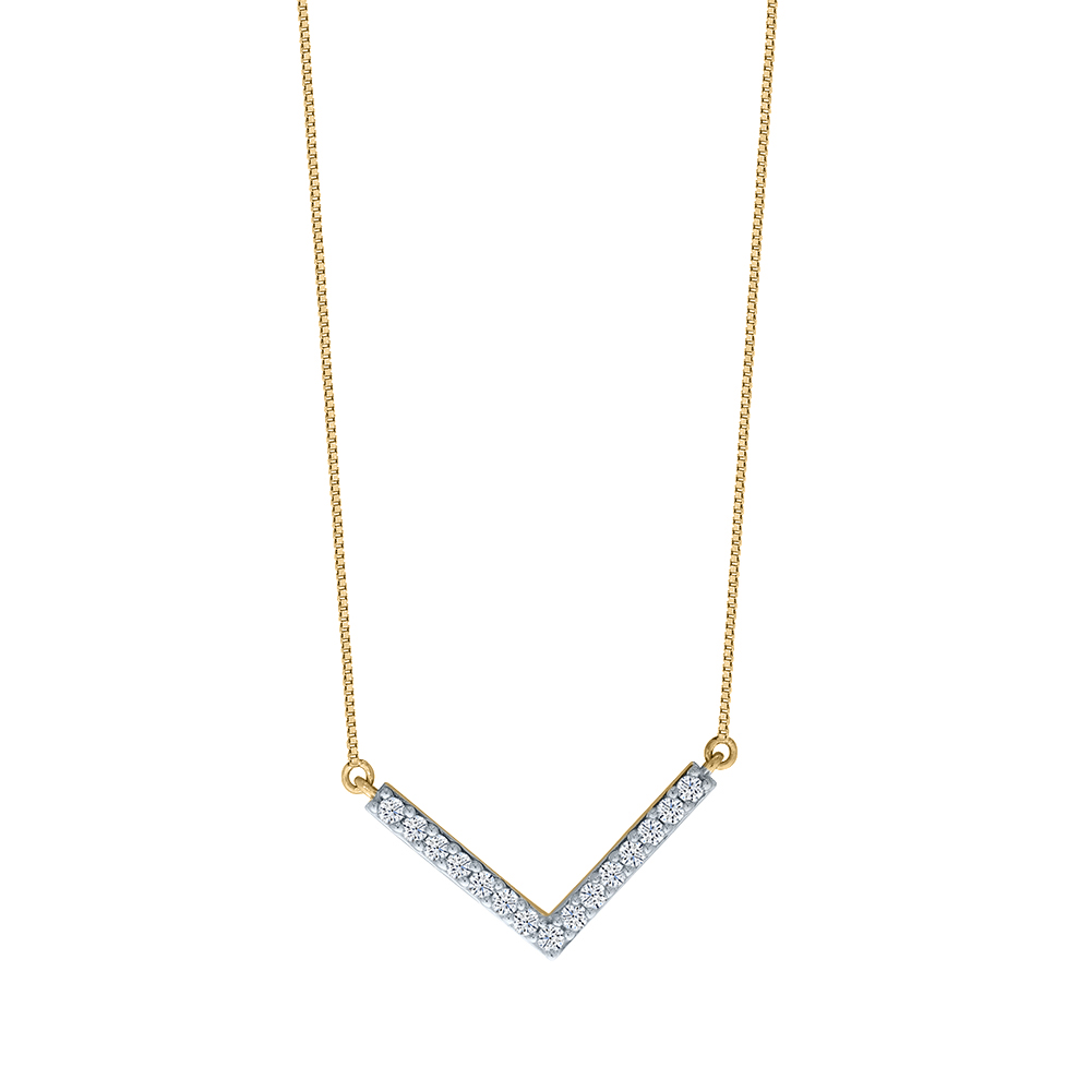 Lab Grown Diamond Chevron Necklace | Yellow Gold 1/3 ct.tw.