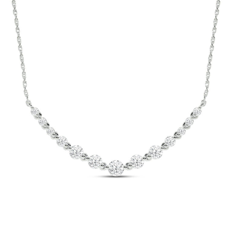 Graduating Curved Lab Grown Diamond Bar Necklace