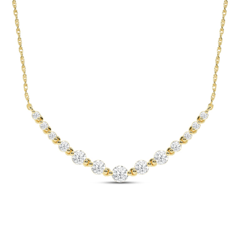 Graduating Curved Lab Grown Diamond Bar Necklace