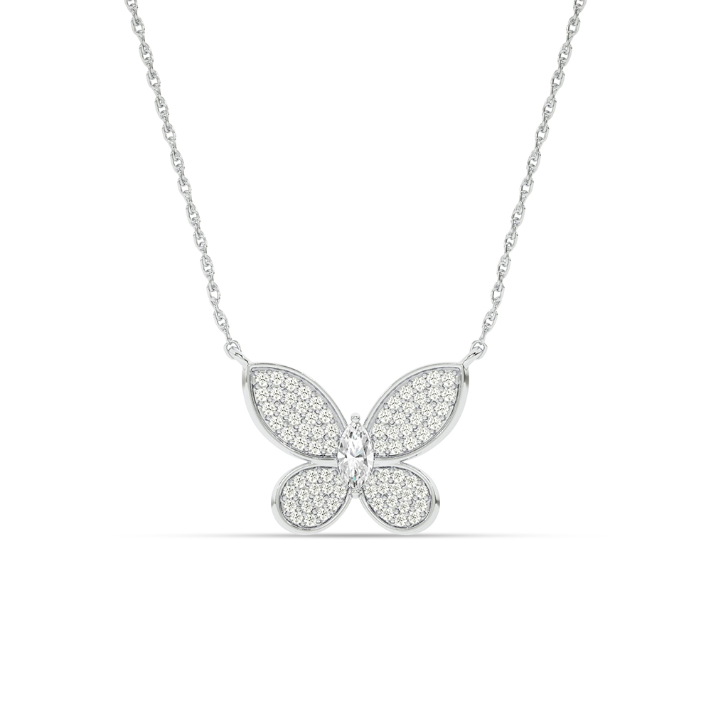 Fluttering Brillance Lab Grown Butterfly Diamond Necklace | 14K White Gold 5/8 ct.tw.