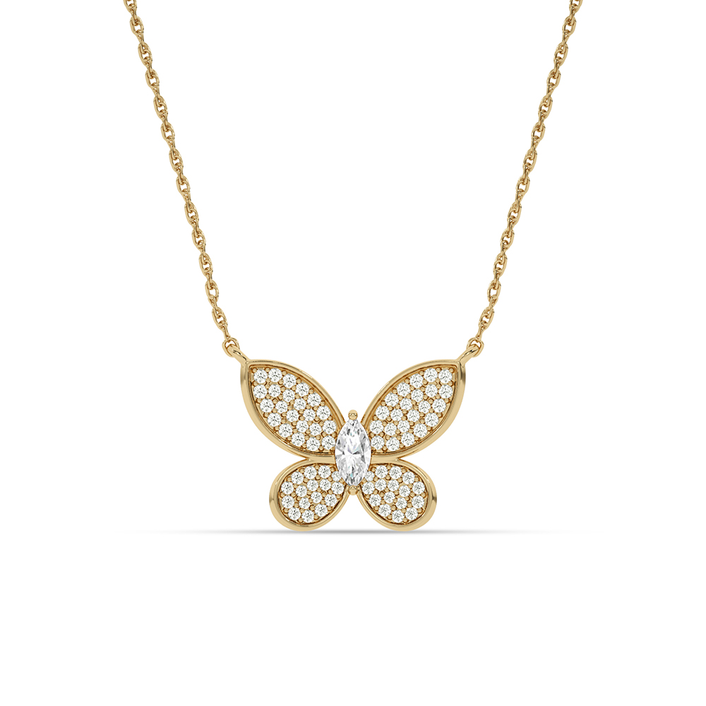 Fluttering Brillance Lab Grown Butterfly Diamond Necklace | Yellow Gold 5/8 ct.tw.