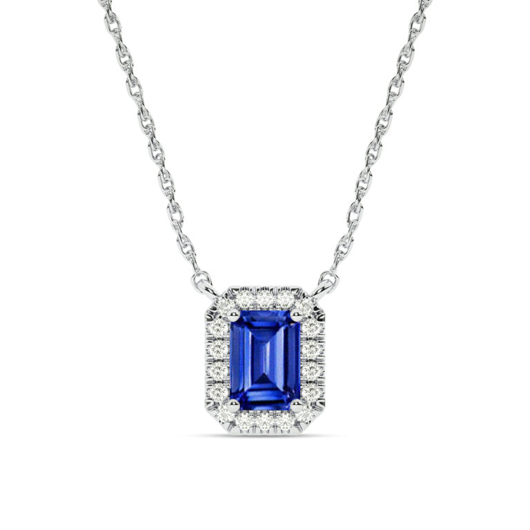 Lab Created Halo Diamond Necklace