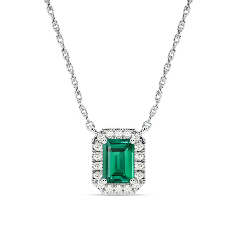 Lab Created Halo Diamond Necklace