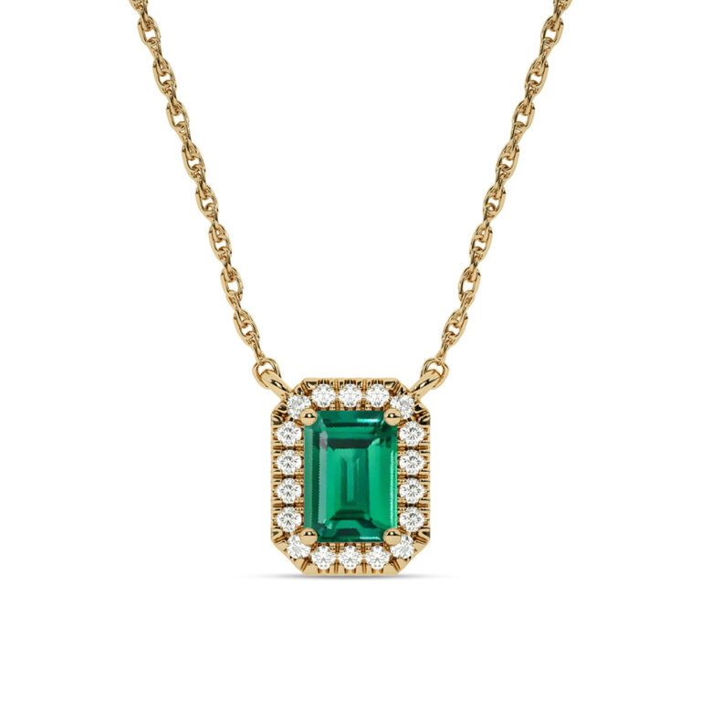 Lab Created Halo Diamond Necklace