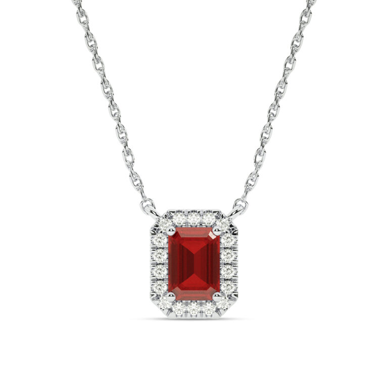 Lab Created Halo Diamond Necklace