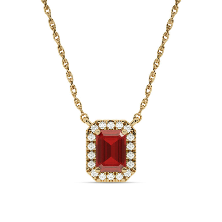 Lab Created Halo Diamond Necklace