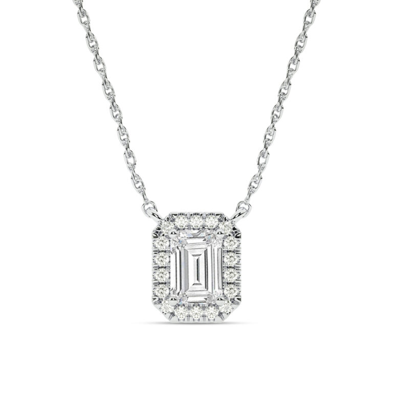 Lab Created Halo Diamond Necklace