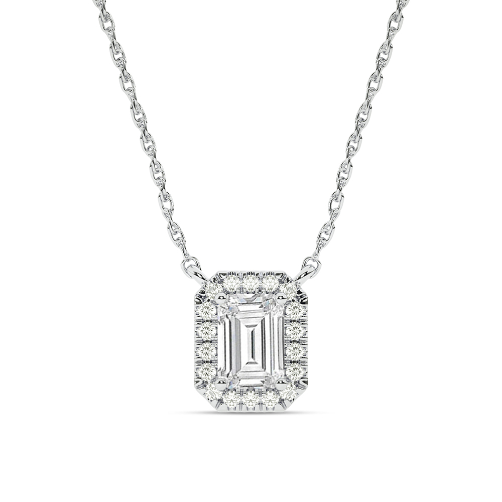 Opulent Lab Grown Diamond Imperial Halo Necklace | 10K White Gold 2 1/3 ct. tw.