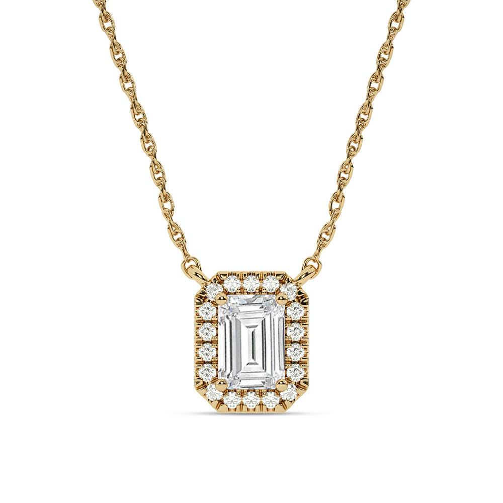 Opulent Lab Grown Diamond Imperial Halo Necklace | 10K Yellow Gold 2 1/3 ct. tw.