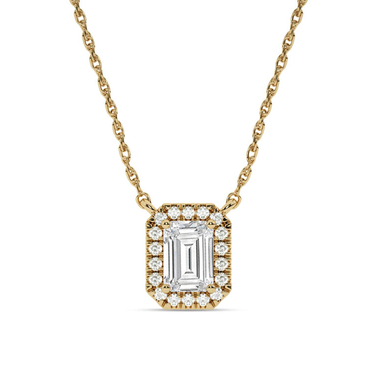 Lab Created Halo Diamond Necklace