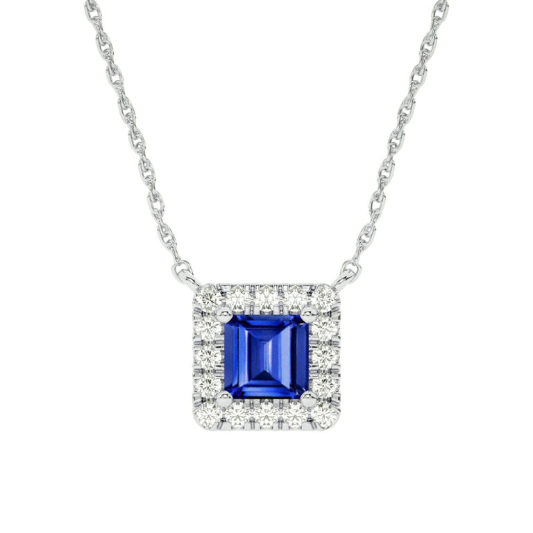 Lab Created Halo Diamond Necklace