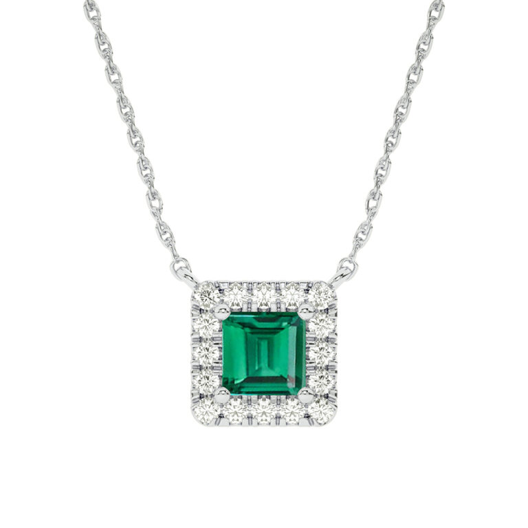 Lab Created Halo Diamond Necklace