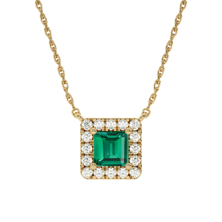 Lab Created Halo Diamond Necklace