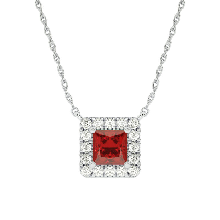 Lab Created Halo Diamond Necklace