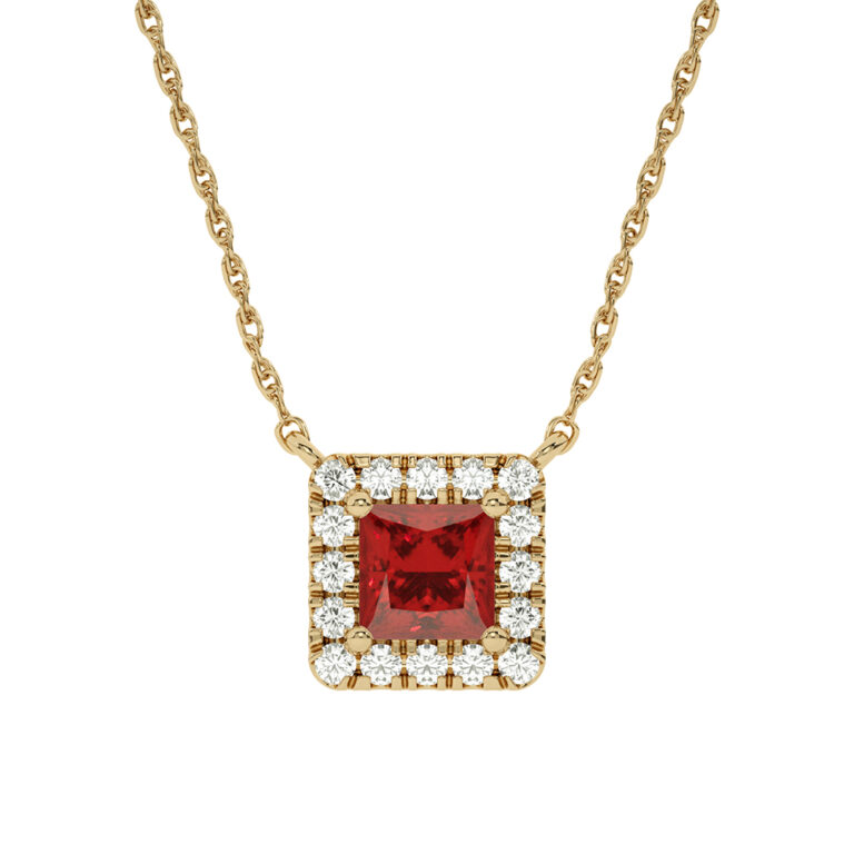 Lab Created Halo Diamond Necklace