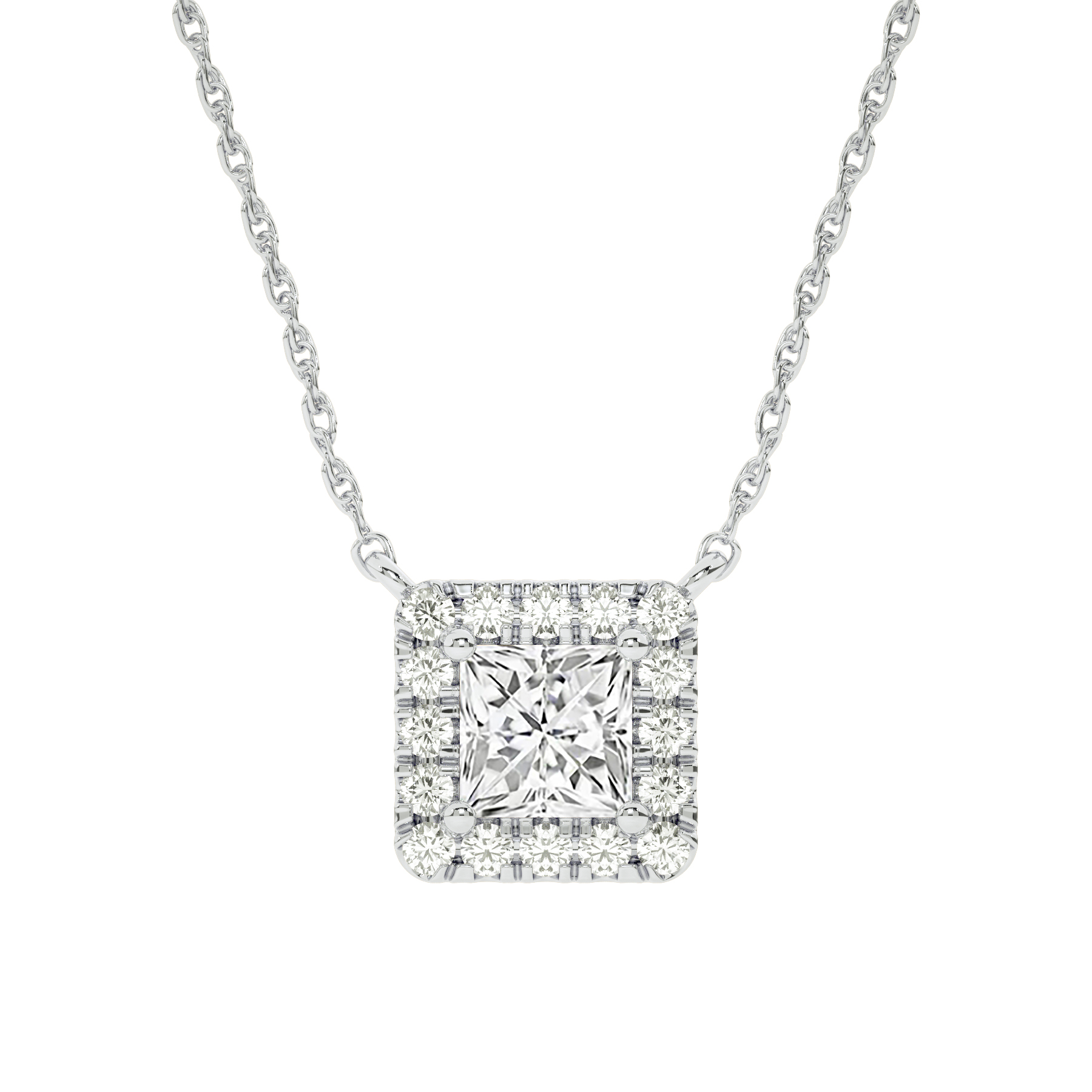 Opulent Lab Grown Diamond Regal Halo Necklace | 10K White Gold 2 3/4 ct. tw.