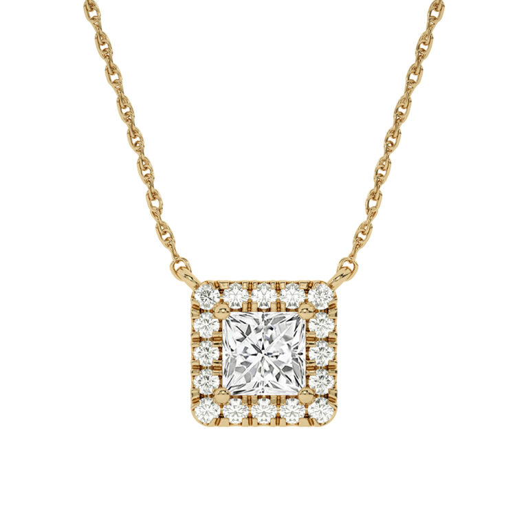 Lab Created Halo Diamond Necklace