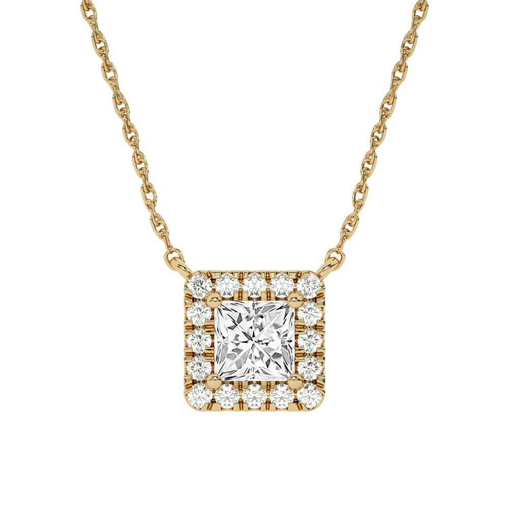 Opulent Lab Grown Diamond Regal Halo Necklace | 10K Yellow Gold 2 3/4 ct. tw.