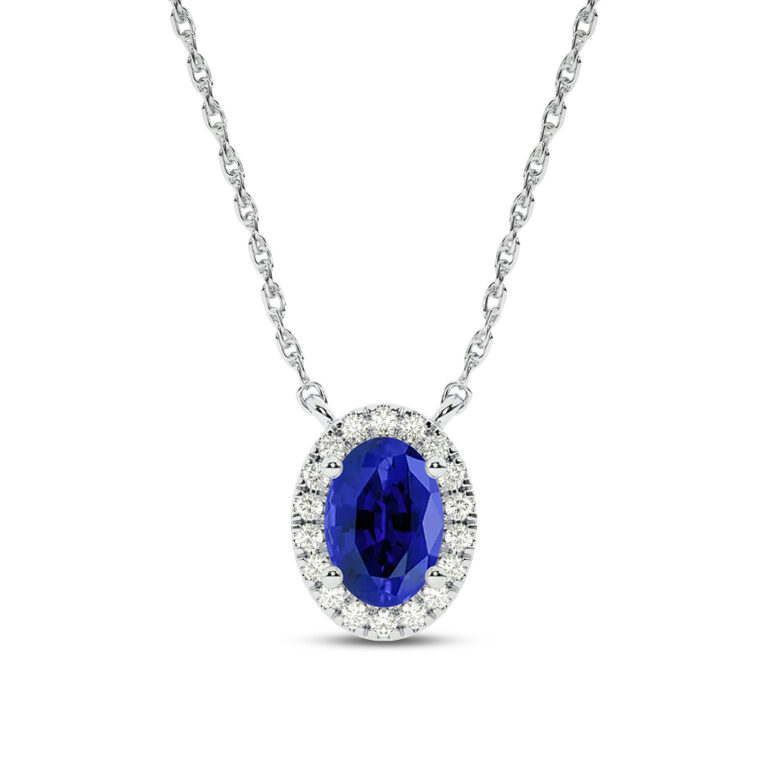 Lab Created Halo Diamond Necklace