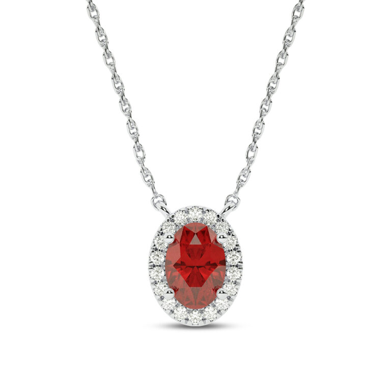 Lab Created Halo Diamond Necklace