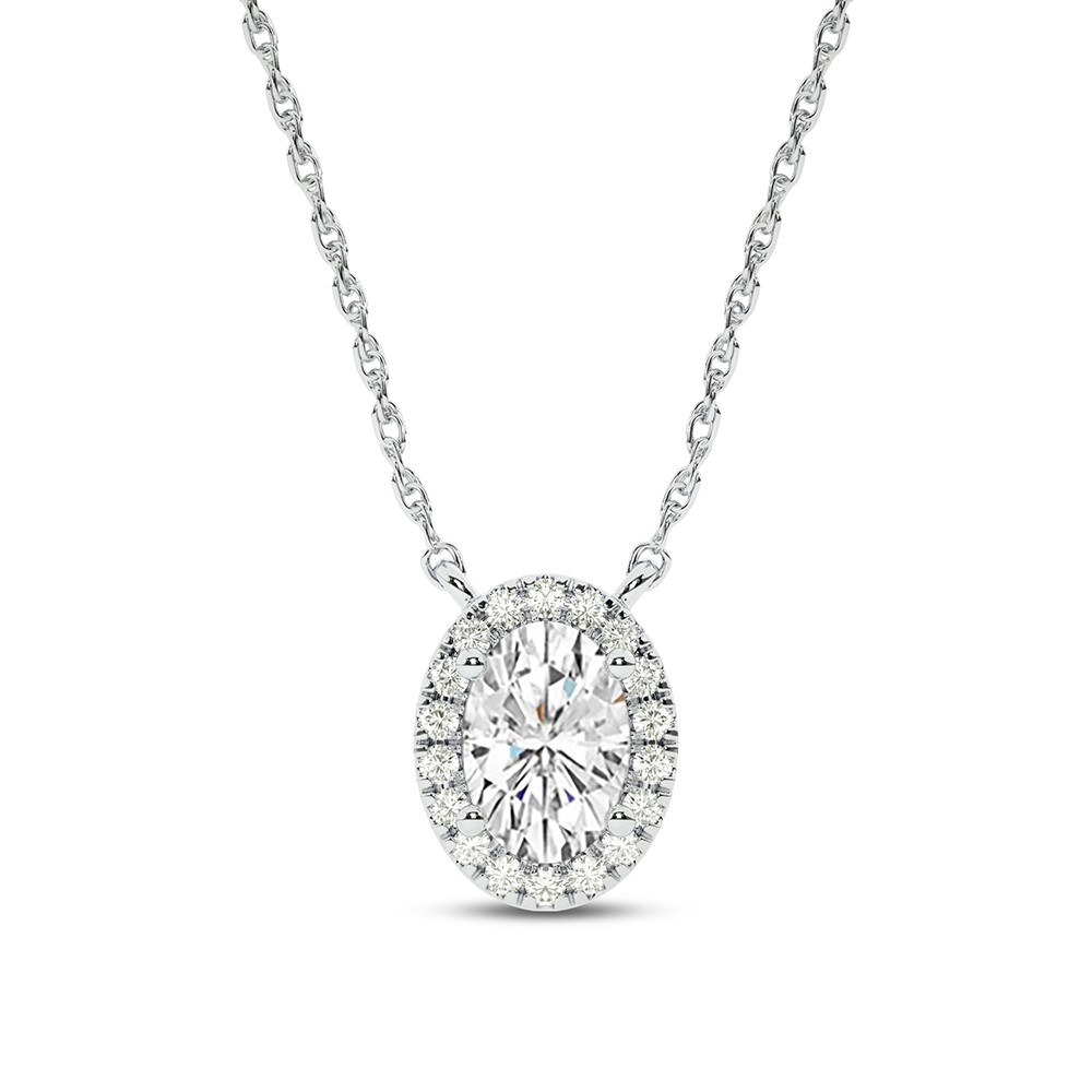 Opulent Lab Grown Diamond Whisper Halo Necklace | 10K White Gold 2 1/2 ct. tw.