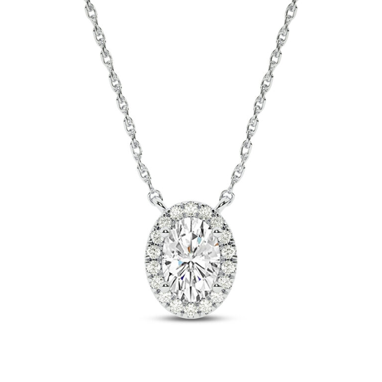Lab Created Halo Diamond Necklace