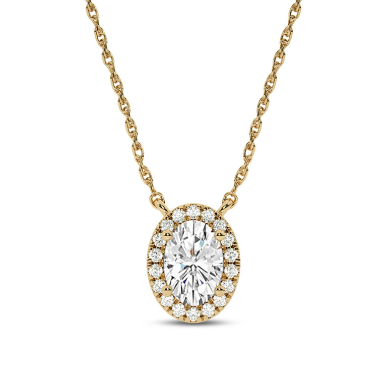 Lab Created Halo Diamond Necklace
