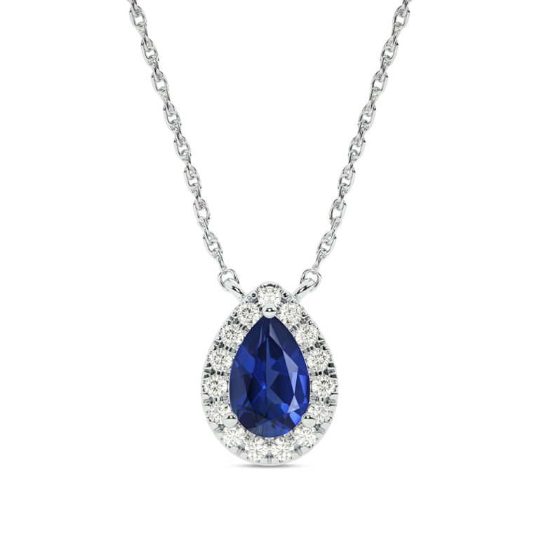 Lab Created Halo Diamond Necklace