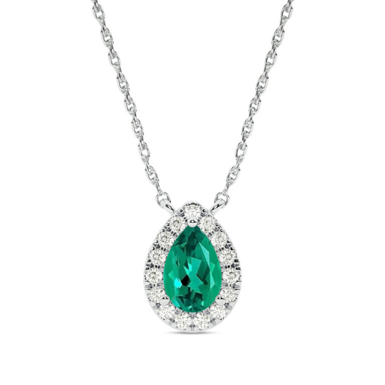 Lab Created Halo Diamond Necklace