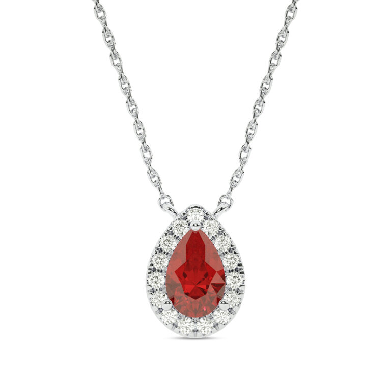 Lab Created Halo Diamond Necklace