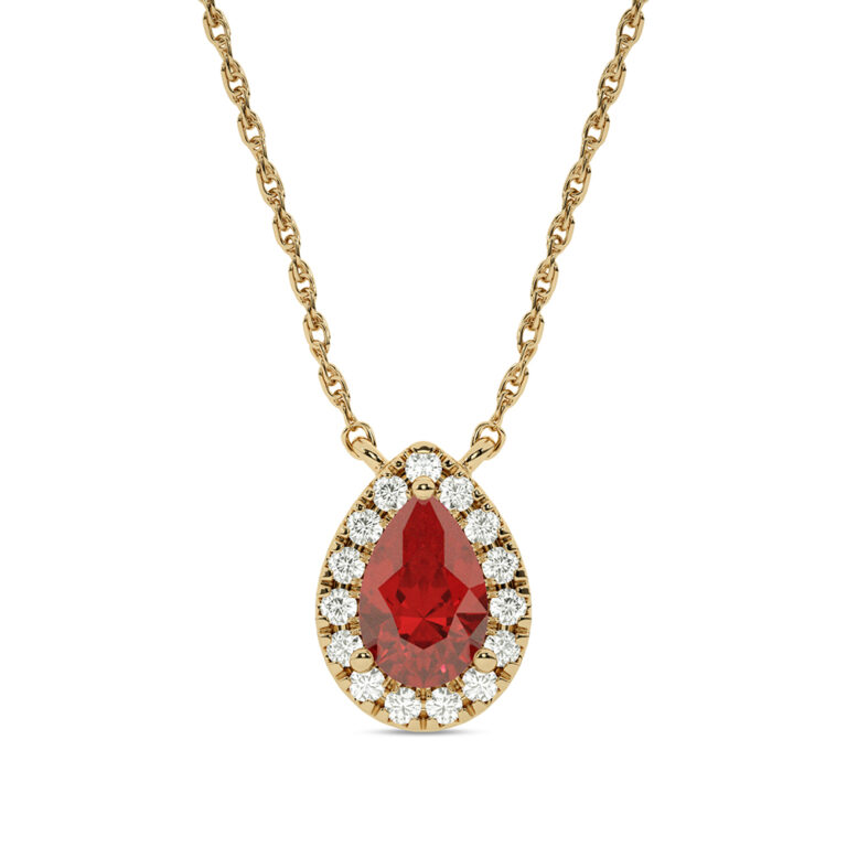 Lab Created Halo Diamond Necklace