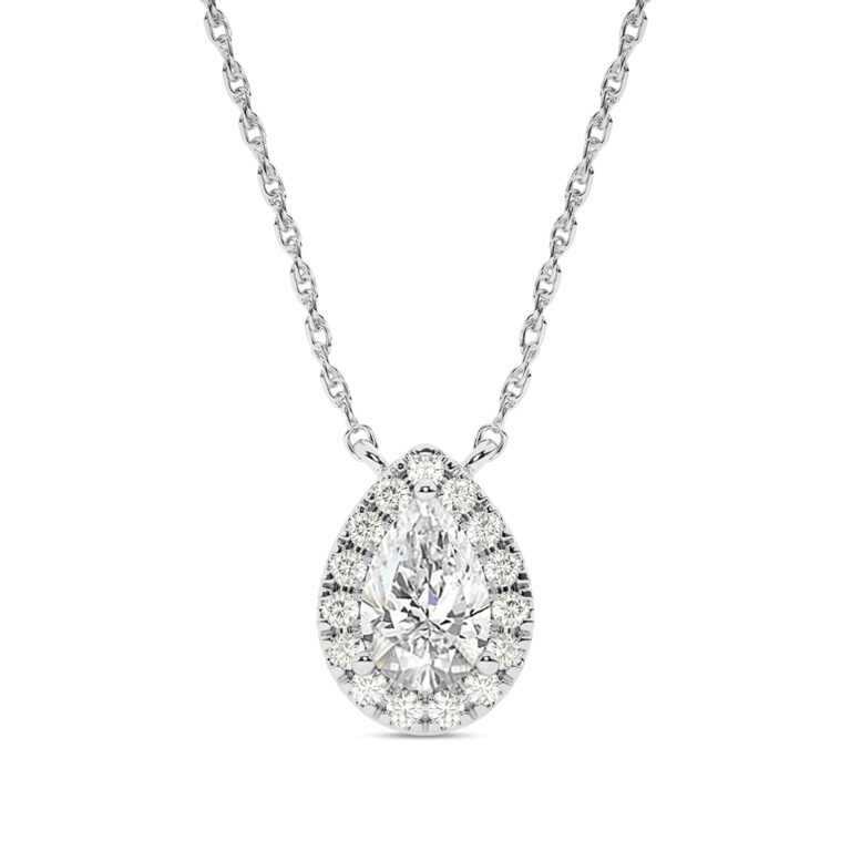 Lab Created Halo Diamond Necklace