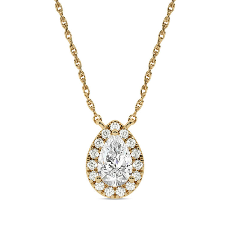 Lab Created Halo Diamond Necklace