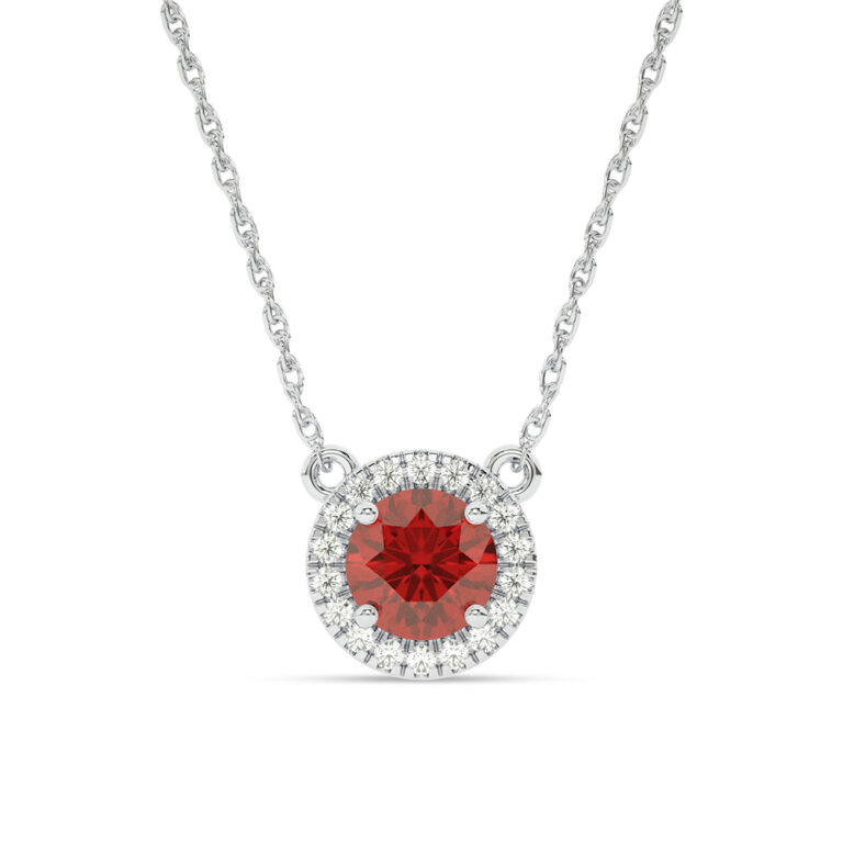 Lab Created Halo Diamond Necklace