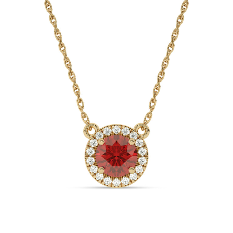 Lab Created Halo Diamond Necklace