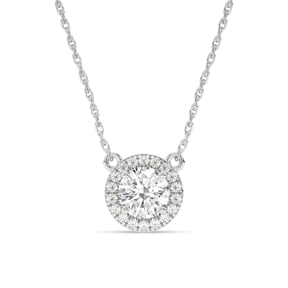 Opulent Lab Grown Dynasty Halo Diamond Necklace | 10K White Gold 2 1/3 ct. tw.