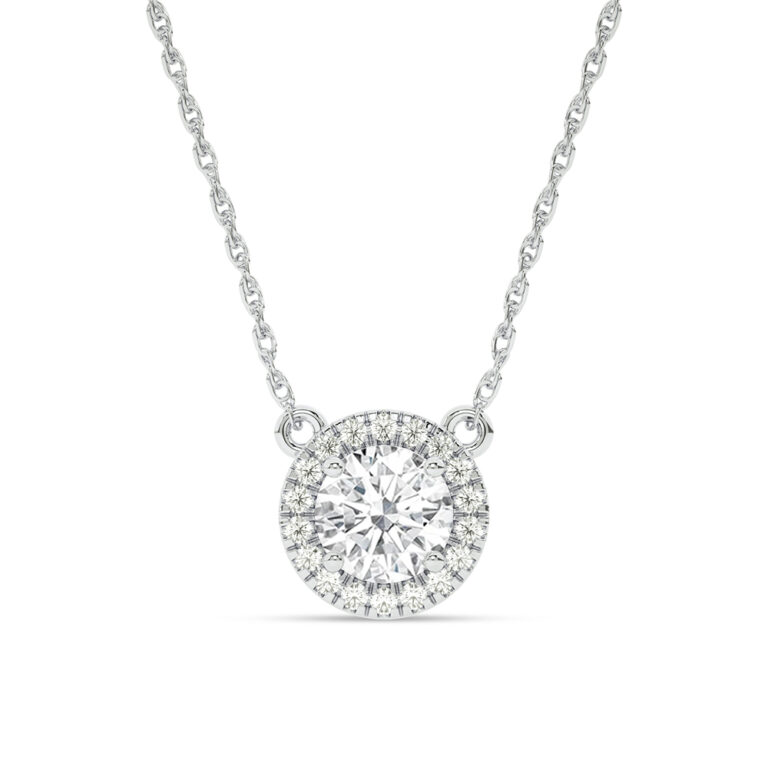 Lab Created Halo Diamond Necklace