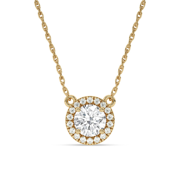 Lab Created Halo Diamond Necklace