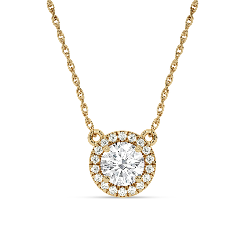 Opulent Lab Grown Dynasty Halo Diamond Necklace | 10K Yellow Gold 2 1/3 ct. tw.