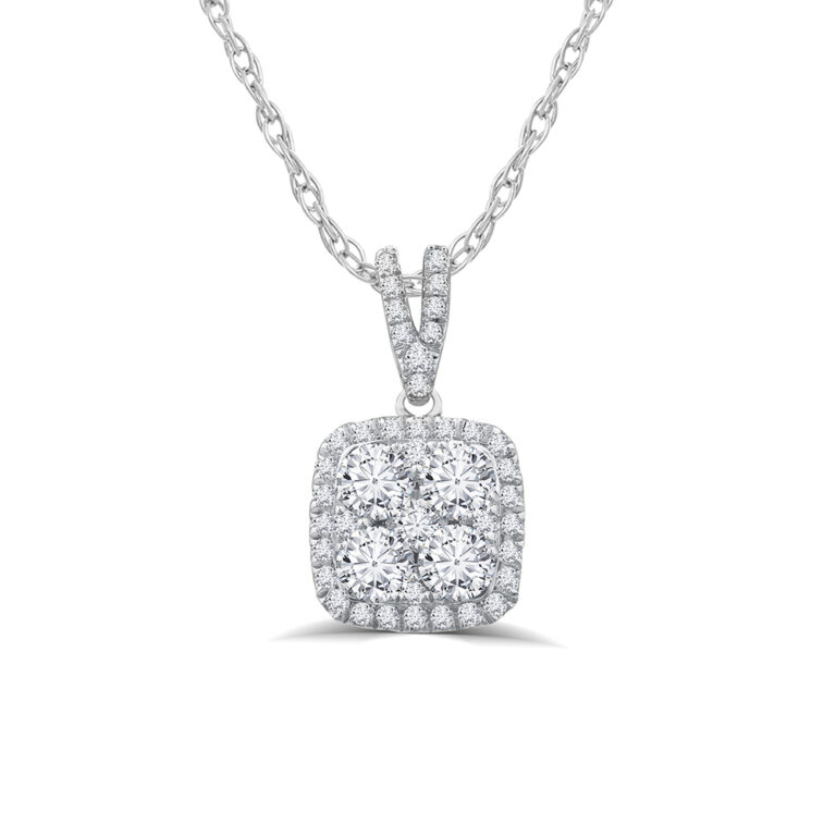 Opulent Cushion Shaped Lab Grown Cluster Diamond Necklace