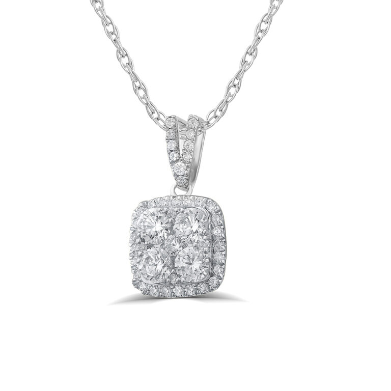 Opulent Cushion Shaped Lab Grown Cluster Diamond Necklace